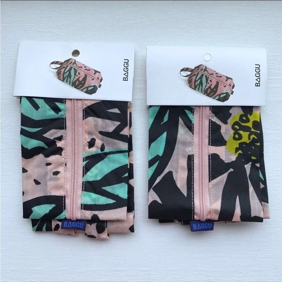 NWT BAGGU FLORAL 2 x Small 3D Zip Pouches - Picture 4 of 7